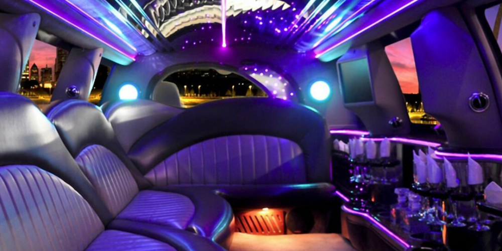 Limousine inside view night time
