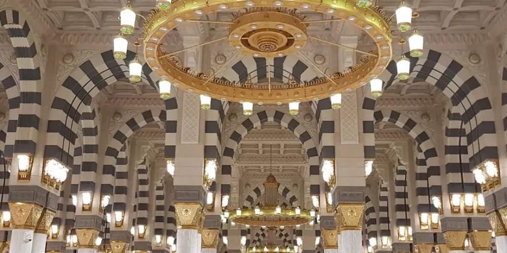 Interior of Prophets Mosque in Medina