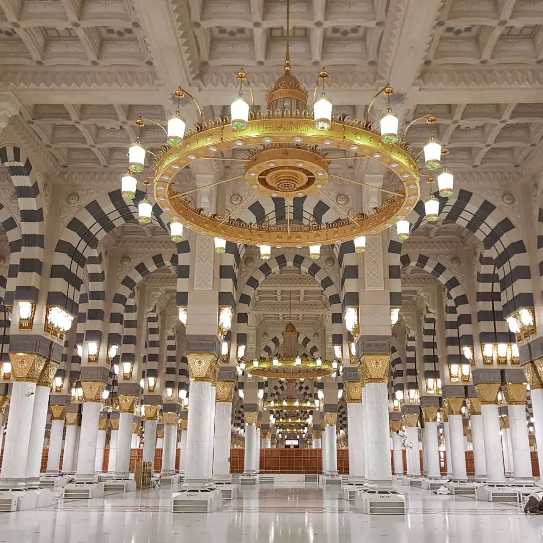 Interior of Prophets Mosque in Medina